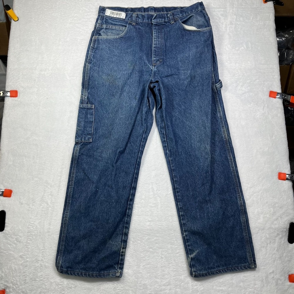 Bulwark‎ Carpenter Jeans Mens 36 Blue Cotton Hammer Loop Flame Resistant Utility